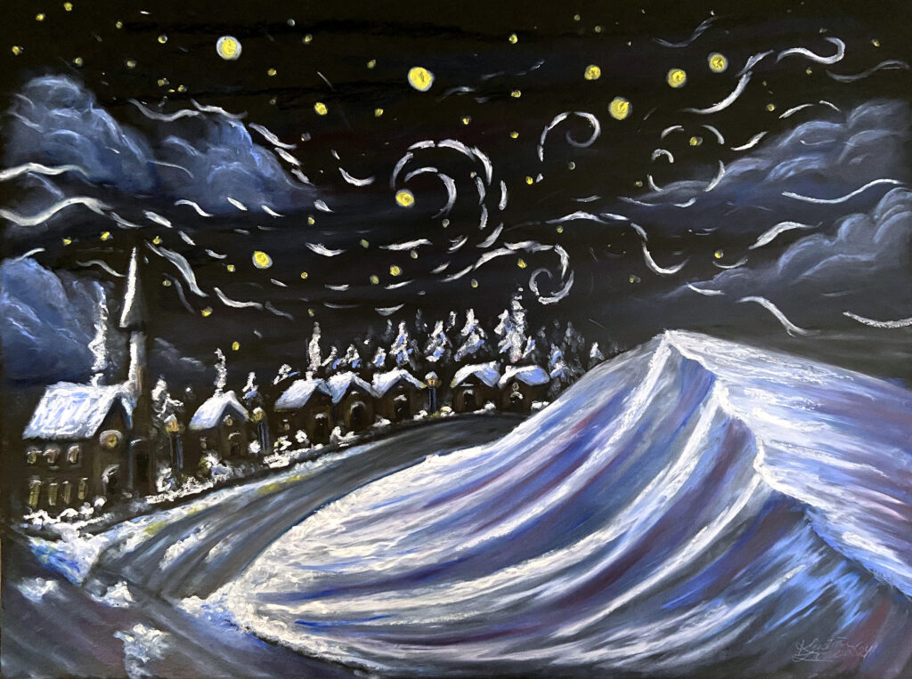 White Stars oil pastel